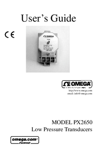 Thumbnail of document Manual - PX2650-10D5V Bidirectional, Differential Low Pressure Transducers